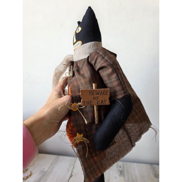 Hallmark plush cat shabby chic rustic sitting large - Picture 2 of 6